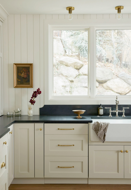 White Kitchen With Dark Countertops